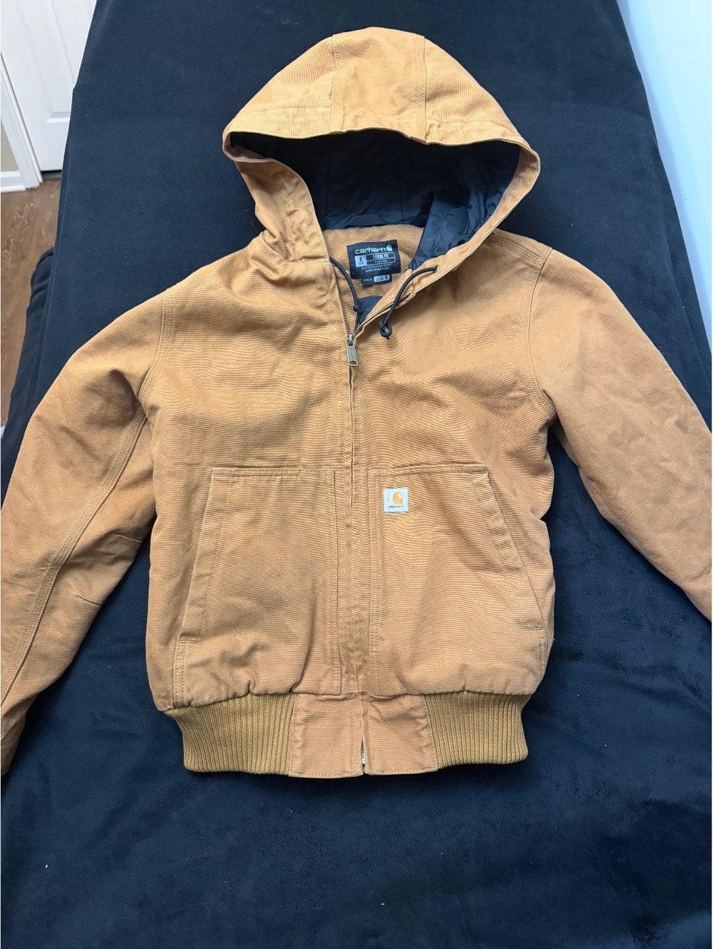 Carhartt J130-W Loose Fit Brown Hooded Work Jacket Size S